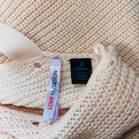 Love by Design Light Pink V-neck Wrap Open Back Knit Sweater Medium Women’s - Picture 9 of 10